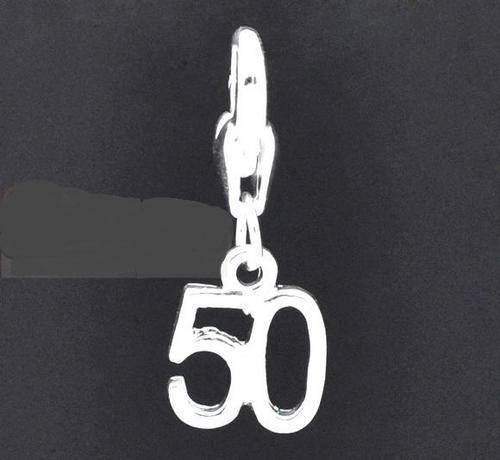 Tibetan silver Number Age "50" Clip On Charms. Fit Chain Bracelet