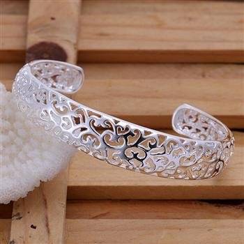LOW SHIPPING, IN STOCK!!!STERLING SILVER ELECTROPLATED FILIGREE BANGLE