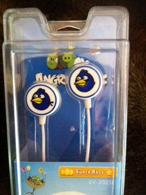 BLUE ANGRY BIRD SOFT PLUG EARPHONES AWESOME GIFT