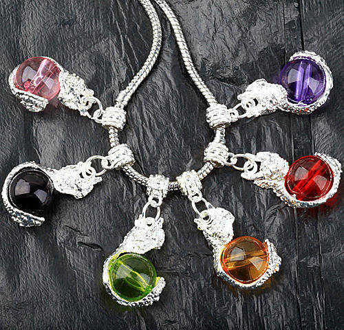 Silver Plated Bail Acrylic BALL Charm Dangle Fit Pandora