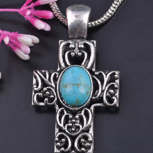 NEW!!! LARGE TIBETAN SILVER FILIGREE TURQUOISE PENDANT 60 mm