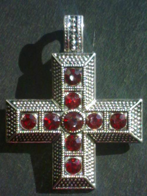 NEW!!! TIBETAN SILVER RUBY RED STONES CROSS