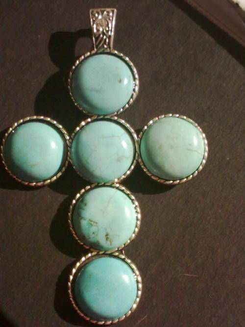 NEW!!!  TURQUISE TIBETAN SILVER LARGE CROSS PENDANT