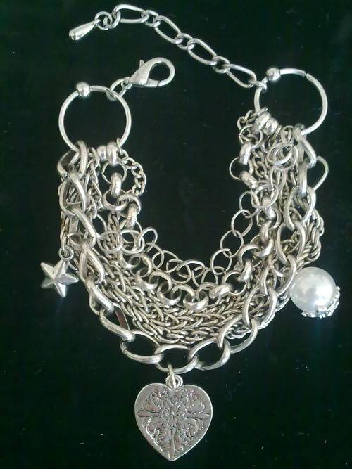 STUNNING TIBETAN SILVER MULTI STRAND CHARMS BRACELET