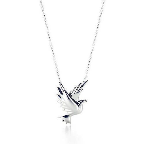STERLING SILVER PEACE DOVE PENDANT NECKLACE
