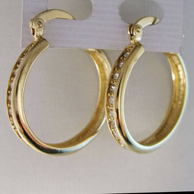 NEW!! GOLD DIAMANTE HOOP EARRINGS