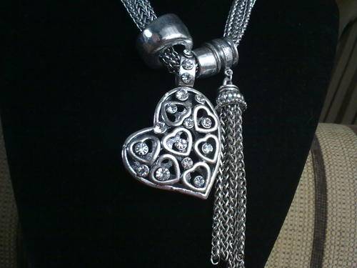 2011 HADASSAH COLLECTION!!STUNNING TIBETAN SILVER MULTI CHAIN HEARTECKLACE