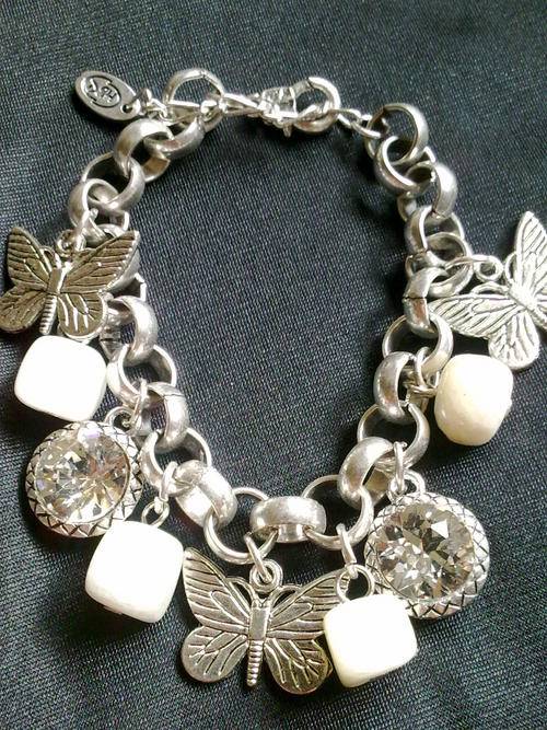 EXCLUSIVELY FROM THE 2011 HADASSAH COLLECTION TIBETAN SILVER MULTI CHAIN BUTTERFLIES BRACELET