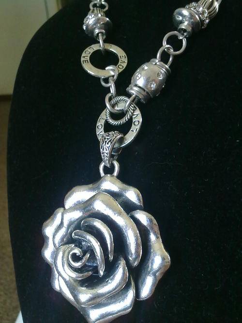 STUNNING!!! "LOVE" TIBETAN SILVER ROSE FANCY NECKLACE