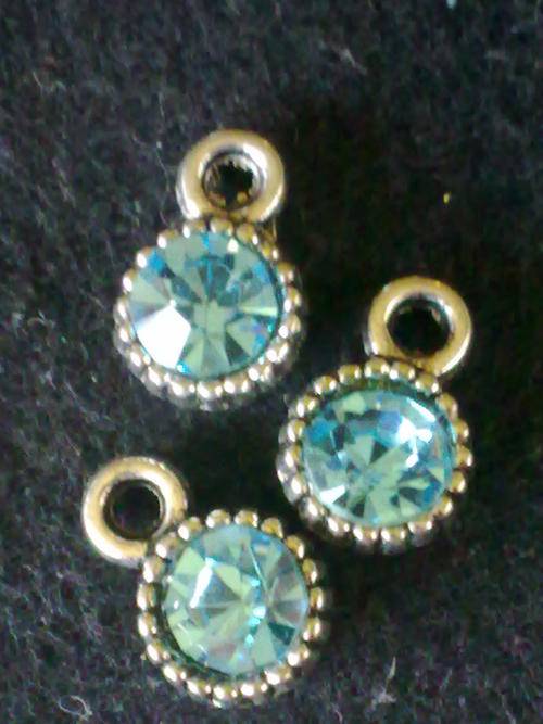 STUNNING TIBETAN SILVER LIGHT BLUE ROUND CHARM