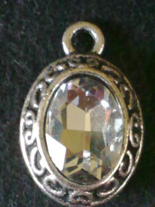 TIBETAN SILVER CRYSTAL OVAL PENDANT/CHARM
