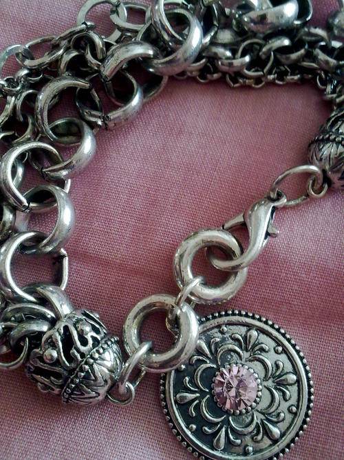 EXCLUSIVELY FROM THE 2011 HADASSAH COLLECTION TIBETAN SILVER MULTI CHAIN ROUND CHARM BRACELET