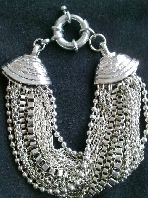 STUNNING WIDE TIBETAN SILVER MULTI STRAND BRACELET