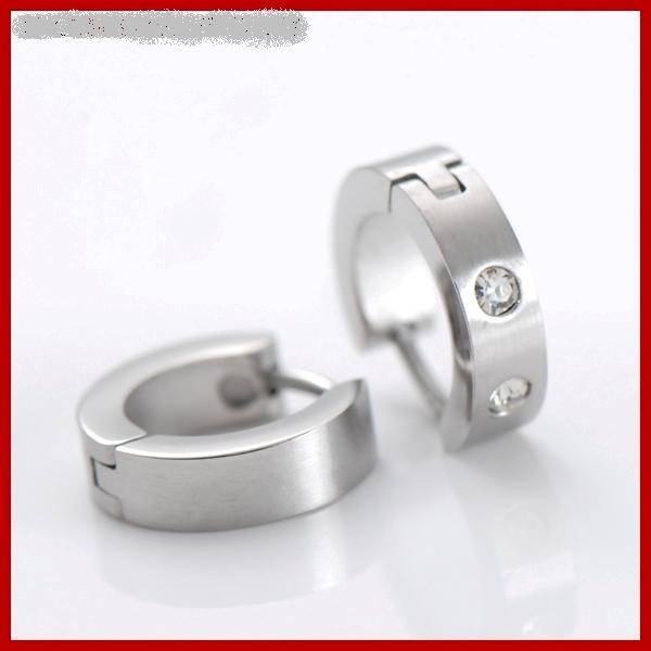 Stunning STAINLESS STEEL DIAMANTE HUGGIE EARRINGS