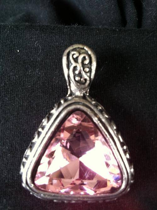 NEW!!! TIBETAN SILVER DIAMANTE PENDANT PINK