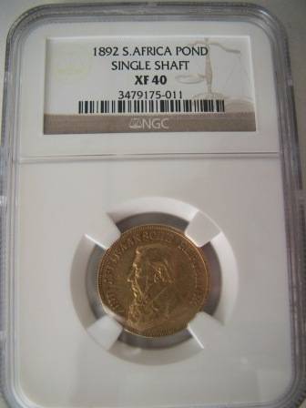 1892 Pond , Single Shaft * NGC Graded XF 40 @ R1 start !!