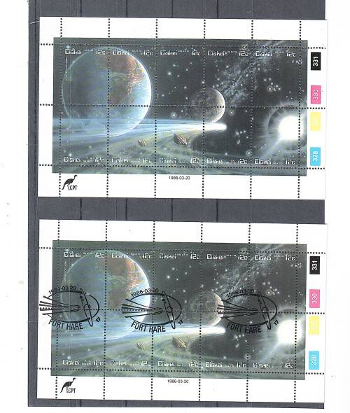 Ciskei - 1986 Halley`s Comet MNH and CTO sheet
