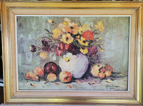 H.G. van Aswegan -  Flowers 1973 -  Still life oils - Lovely textures. Bid now!