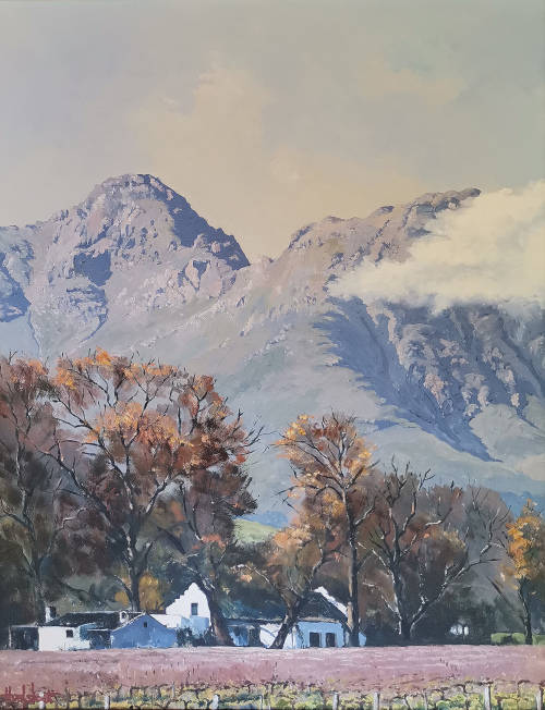 Ted Hoefsloot (1930 - 2013) `Vineyard Franschhoek` - Large - Investment Art - Bid now!!!