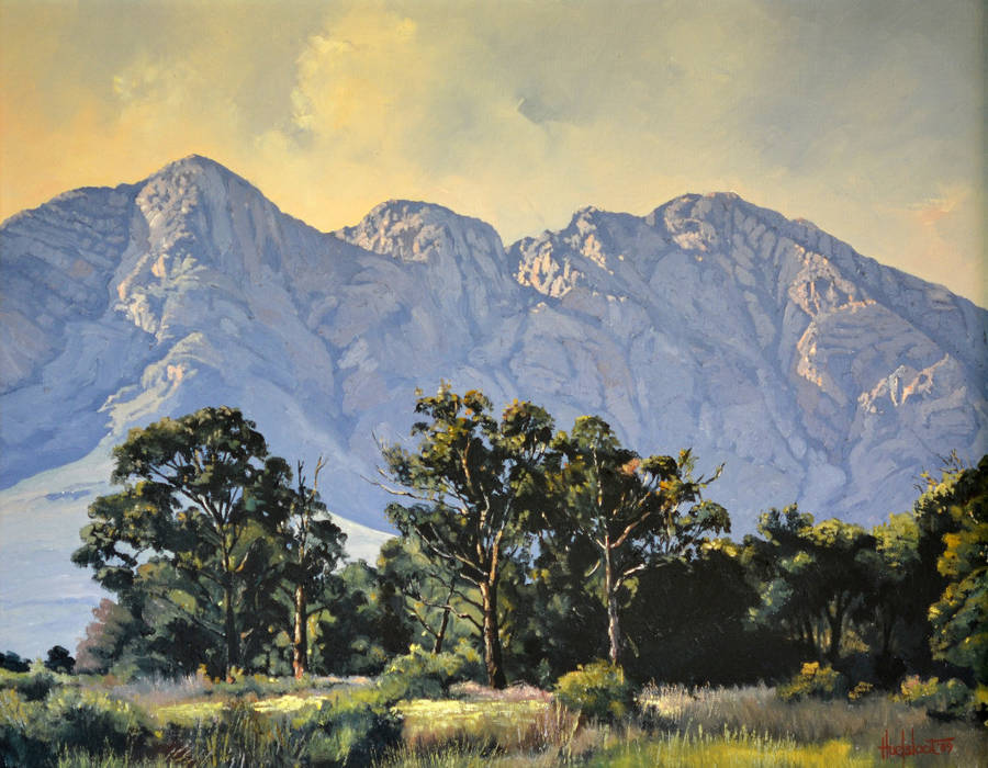 Original oils Ted Hoefsloot 1930-2013 - Mountain Scene near Wellington