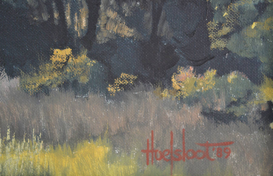 Original oils Ted Hoefsloot 1930-2013 - Mountain Scene near Wellington