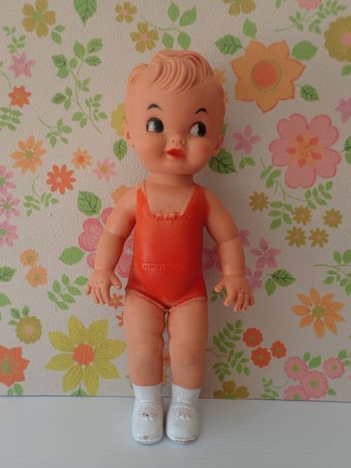 Vintage Rubber Figurine Little Girl in Bathing Costume