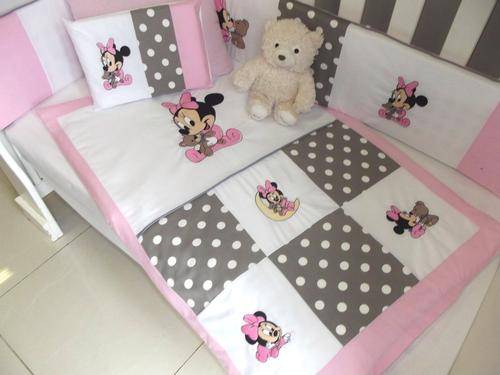 Embroidered Minnie Mouse 7 Piece Baby Bedding Set