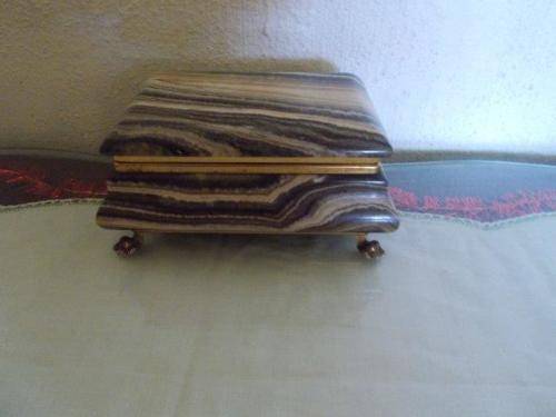 Stunning marble trinket box on brass feet