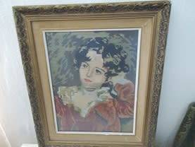 Stunning large framed red boy tapestry
