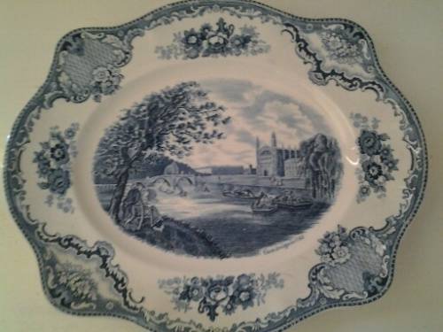 nice vintage blue and white johon brothers old castle scene meat platter