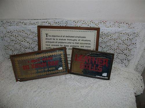 collection of two small bar mirrors and print for the bar