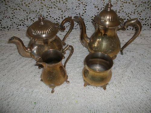 Lovely sliver plated on brass tea set no tray