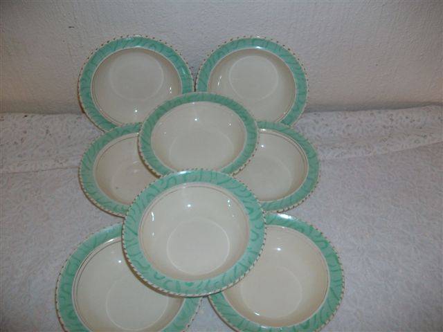 Set of eight 1930s art deco burleigh ware pudding bowls