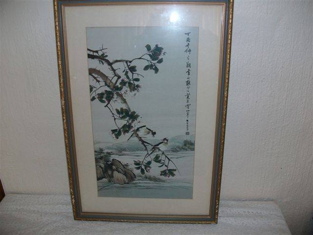 Beatiful framed chiense taperstry on slik (lot4)