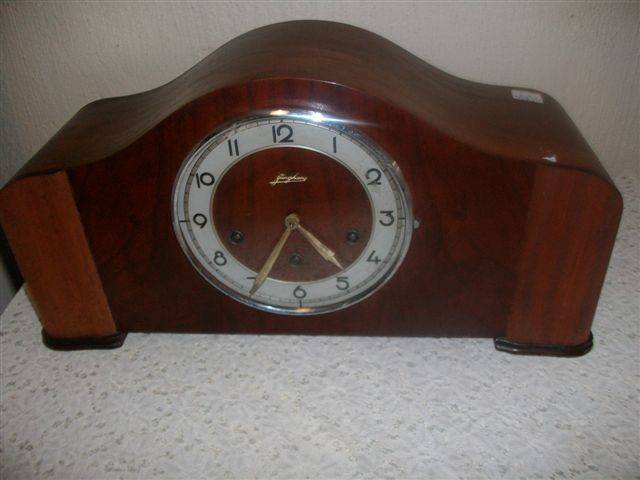 wooden vintage mantel chime clock in working order