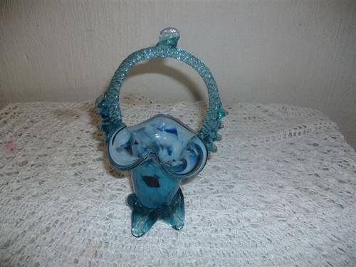 Smaller gorgeous colourful glass venetian glass basket -last one