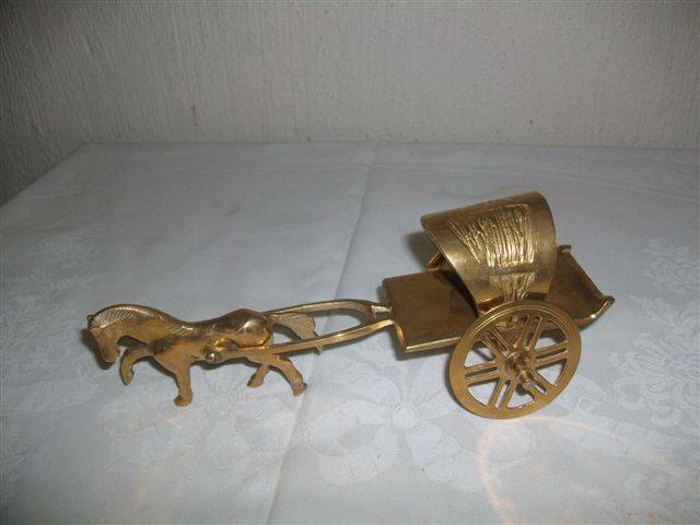 Vintage brass horse and cart