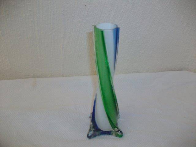 Colorful striped glass vase