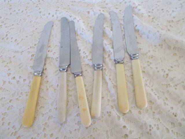 A set of six bone handle knifes