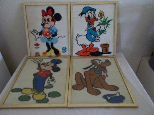 Four cute disney themed framed tapestries