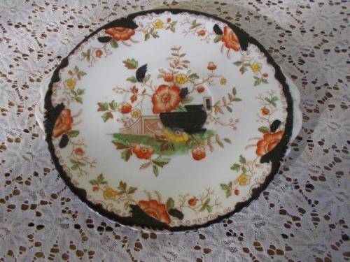 vintage floarl scene porcelain cake plate