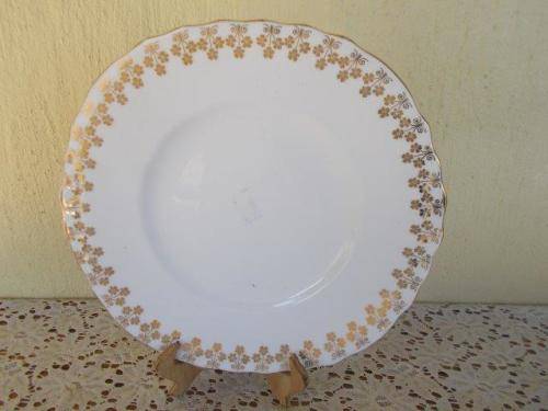 pretty white and gold vintage colclough  china cake plate