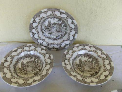 A Set of six staffordshire english ironstone soup bowls