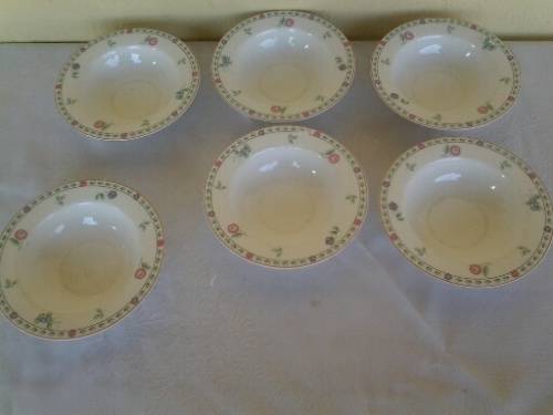 set of six pretty porcelain Royal fine china pudding bowls