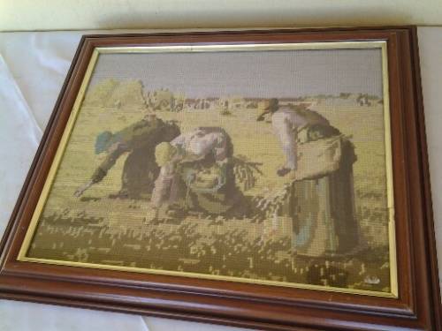 nice framed behind glass filed works tapestry