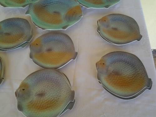 stunning fish porcelain set of serving dishes and side plates