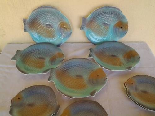 stunning fish porcelain set of serving dishes and side plates