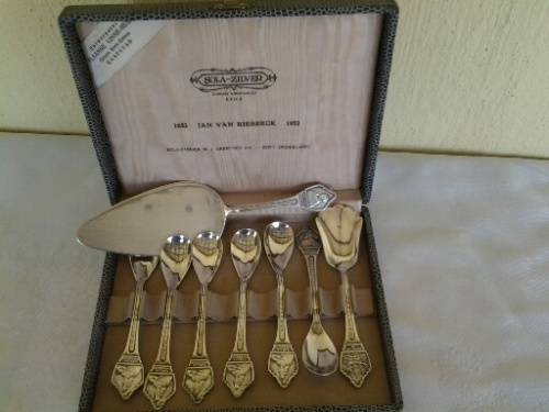 boxed sliver plated rare Jan van Riebeeck 1952 Dutch set