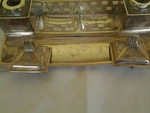 Vintage sliver plated desk top ink well