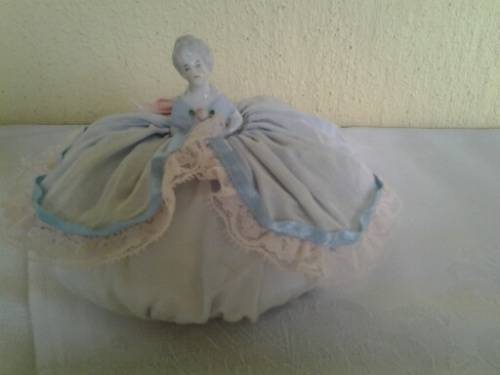 stunning vintage ladies porcelain head pin cushion